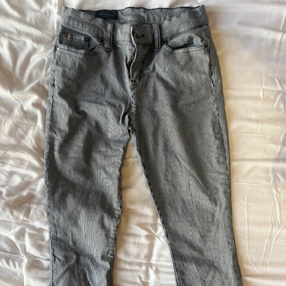 NWOT J Crew Toothpick Black/White Striped Pants size 26